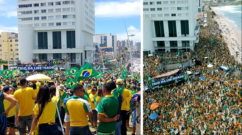 7 de Setembro milhares de pessoas lotam o Farol da Barra em Salvador em apoio ao presidente Jair Bolsonaro